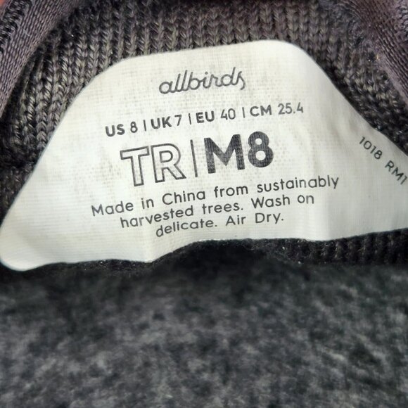 Allbirds Mens Tree Runners Gray Charcoal 1018 Sneakers Running Shoes Size 8 M - Picture 7 of 7